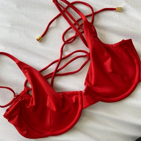 Red Underwire Bikini Top - Picture 2 of 5